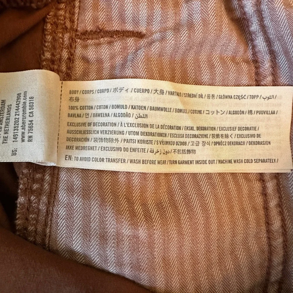 Abercrombie & Fitch Rust Brown Paperbag Waist Cuffed Shorts High Rise Women's M - Picture 9 of 9
